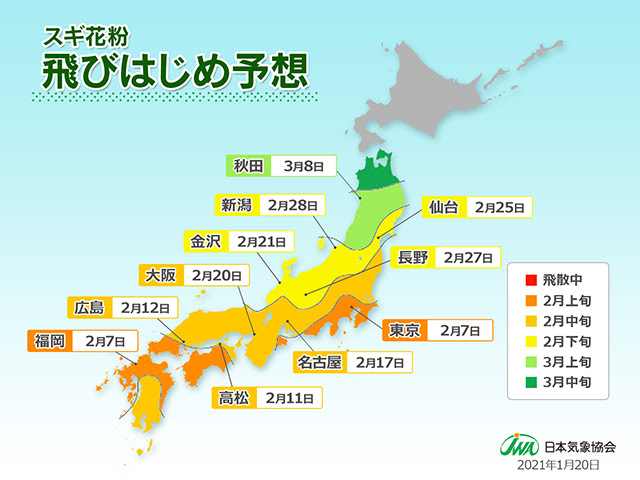 21年の花粉飛散時期と飛散量について 越谷市南越谷駅の整形外科 皮膚科 美容皮膚科 内科 南越谷病院